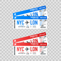 airline boarding pass tickets to plane for travel vector