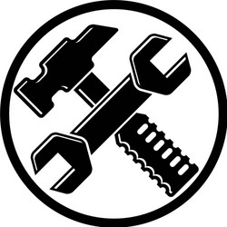 Detailed of hammer and wrench crossed work vector