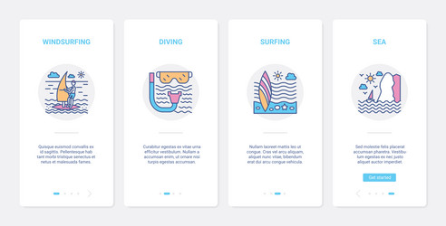 Water extreme sport equipment and symbols ui ux vector