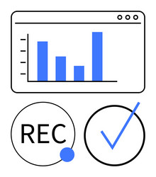 data recording interface with bar chart vector image