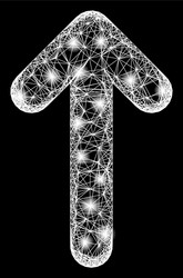 Network move up web mesh with bright flares vector