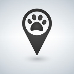 Paw Print Map Pointer Icon vector image