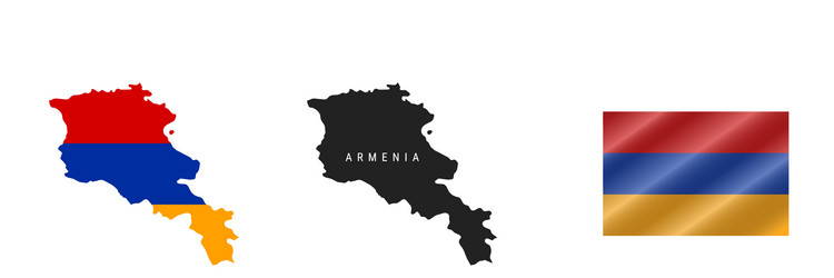 armenia detailed flag map silhouette vector