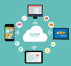 Cloud computing concept on different electronic vector