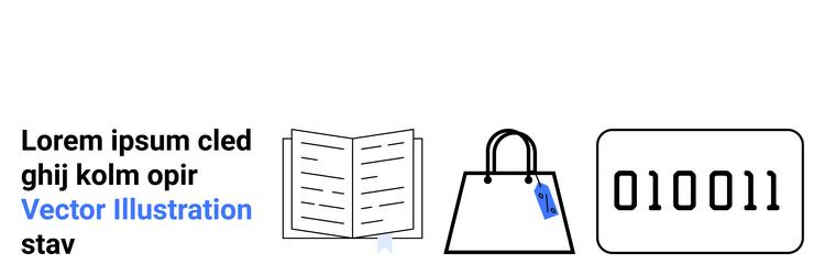 open book shopping bag with tag and binary code vector image