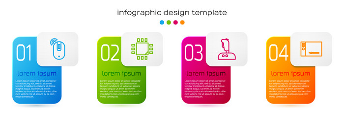 set line wireless computer mouse processor vector image
