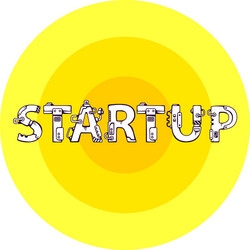 Bright of the word startup in techno style o vector