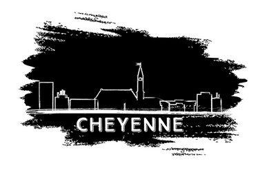 cheyenne skyline silhouette hand drawn sketch vector