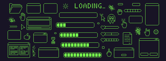 pixel art retro windows interface 8 bit text vector image