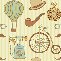 seamless pattern with different retro objects vector