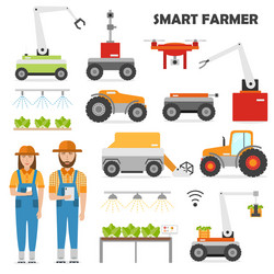 agriculture automation smart farming icons set vector