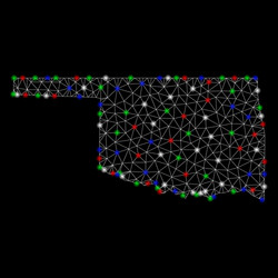 Bright mesh network oklahoma state map with flash vector