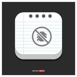 Bug icon gray on notepad style template eps vector