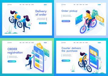 Isometric 3d kit of landing pages with vivid vector