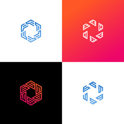 Letter logo set hexagon initial design Royalty Free Vector