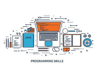 programmingcoding flat computing background vector image