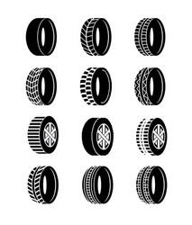 Tire and Wheels Icon Set Vector Image