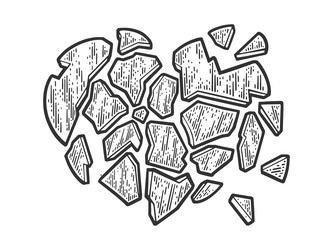 Broken heart sketch vector