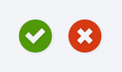 Checkmark cross inside circle with shadow flat vector