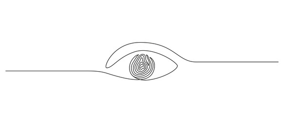 fingerprint in eye one continuous line drawing vector