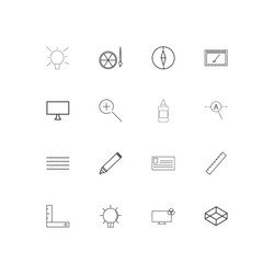 creative process and design linear thin icons set vector image