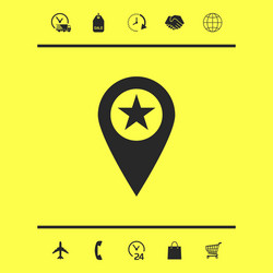 map pointer with star graphic elements vector image