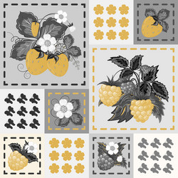 patchwork background with strawberries vector image