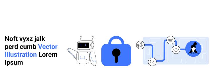 robot blue padlock and user authentication vector image