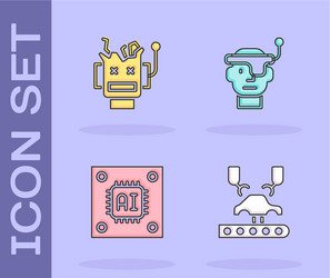 set robotic robot arm on factory broken vector image