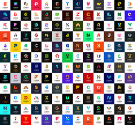 abstract collection with letters Vector Image