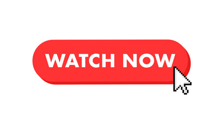 Watch now button with cursor pointer click vector