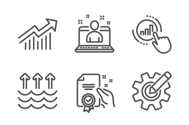 Demand curve graph chart and certificate icons vector