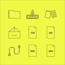 files and folders linear icon set simple outline vector image