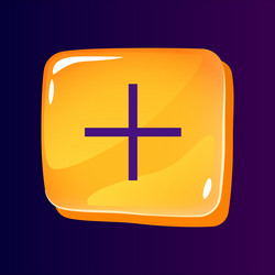 Plus glossy ui button with pixelated color icon vector
