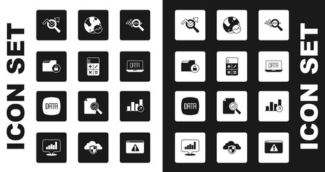 set search data analysis calculator folder vector image