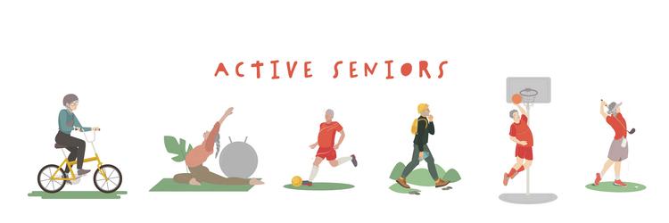 Fitness for seniors isolated cartoon Royalty Free Vector