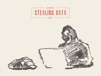 Hacker Stealing Data Cybercrime vector image