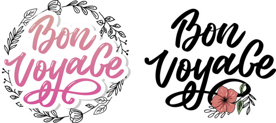 bon voyage hand lettering calligraphy travel vector