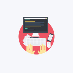 Flat Programmer Hands Typing vector