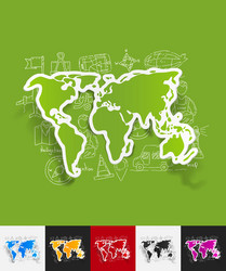 Map paper sticker with hand drawn elements vector