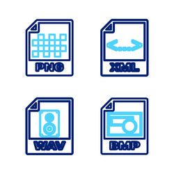 set line bmp file document wav xml and png icon vector image