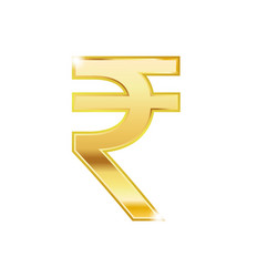 Golden rupee symbol isolated web icon vector