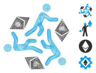 linear running persons for ethereum mesh vector image