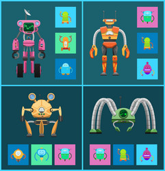 Robot set of creatures types vector