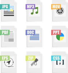 Set color web document icons vector