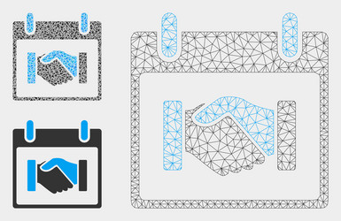 handshake calendar day mesh network model vector image