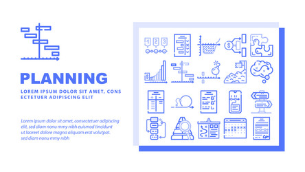 Planning startup project strategy landing header vector