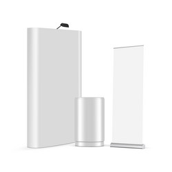 Pop-Up Display Stand with Roll-Up Banner vector image
