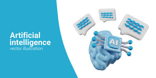 realistic processor integrated into brain with ai vector image