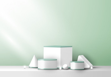 set of 3d geometric object display white vector image
